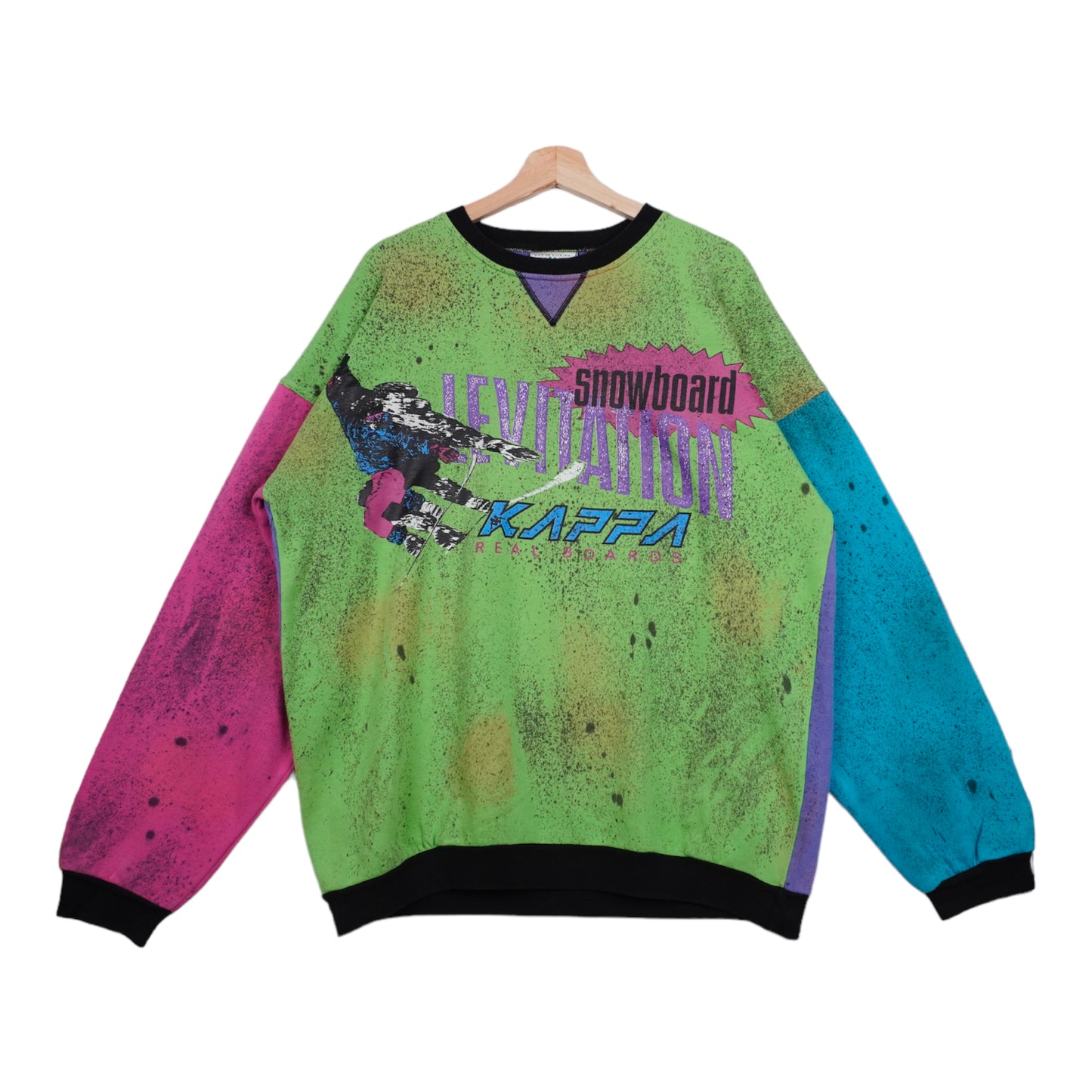 90s Kappa Snowboard Sweatshirt Green Pink XL