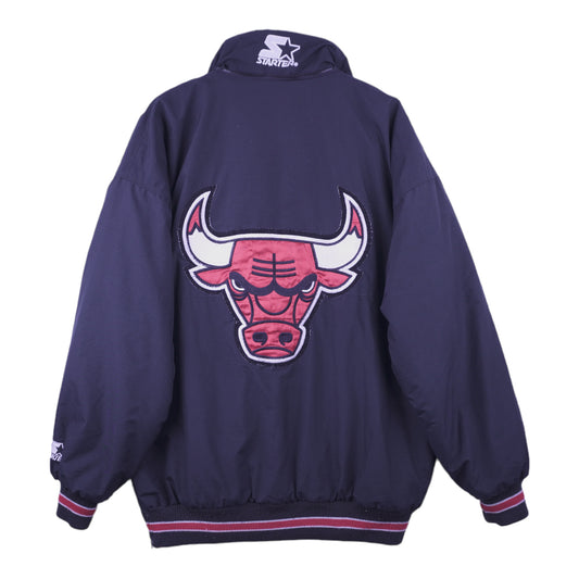 90s Starter Chicago Bulls NBA Jacket Black Red L