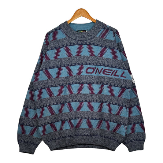 90s O'Neill Knit Blue Bordeaux Red