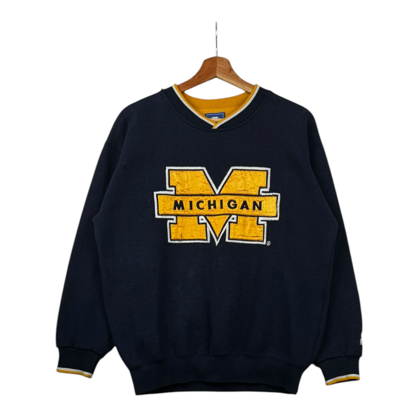 90s Starter Michigan Wolverines Sweatshirt Navy Yellow