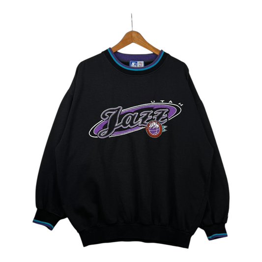 90s Starter Utah Jazz NBA Sweatshirt Black Purple