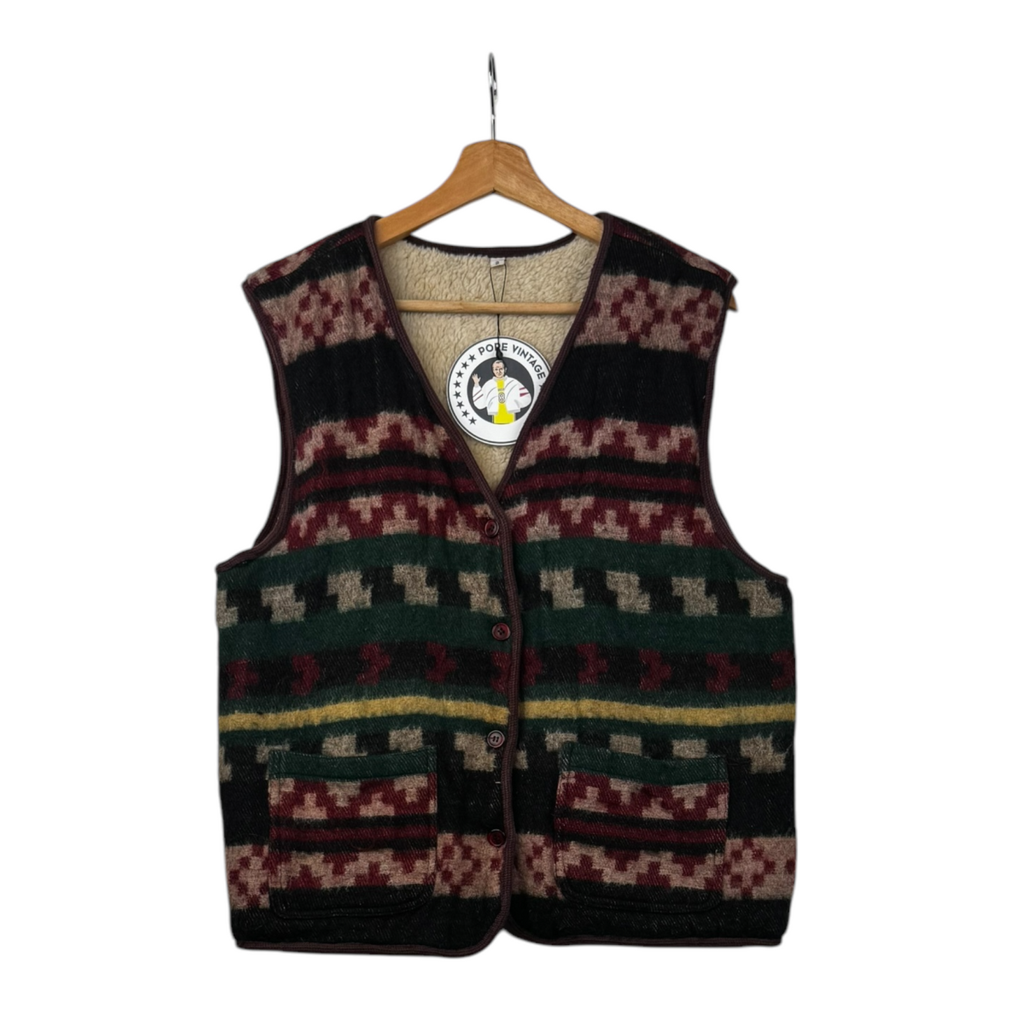 90s PopeVintage Vest Forest Green Dark Red