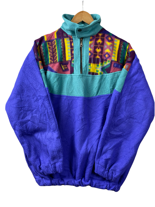 90s Best Fashion Crazy Fleece Purple Green XL