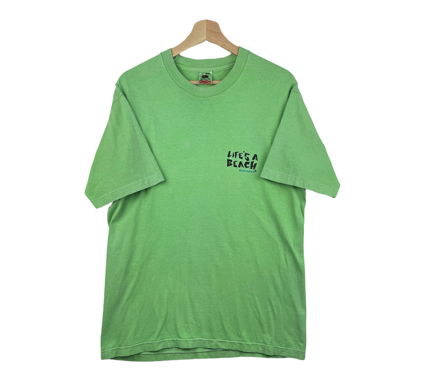 90s Fruit of the Loom Surf T-Shirt Green  L