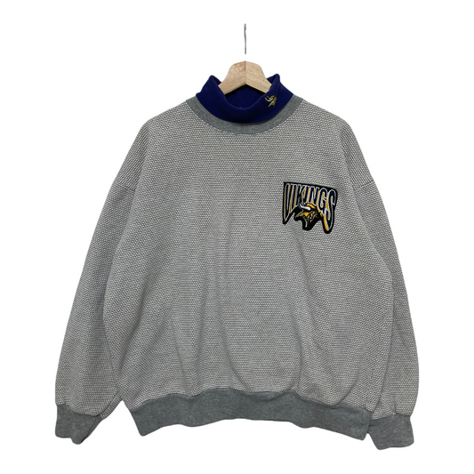 90s Majestic Minessota Vikings NFL Sweatshirt Grey Purple L