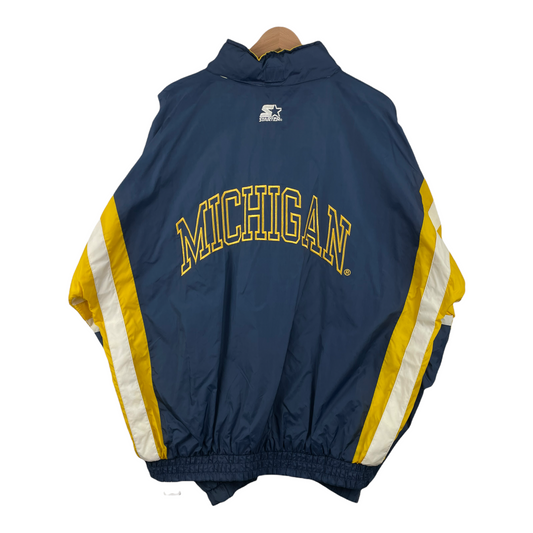 90s Starter Michigan Wolverines NCAA Light Jacket Navy Yellow XL