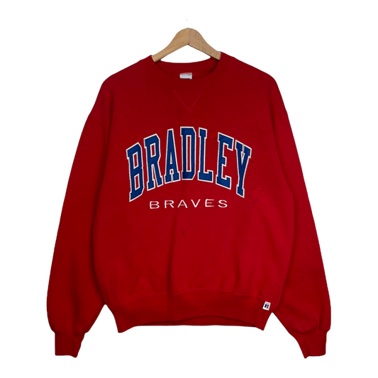 90s Russel Athletic Bradley Braves NCAA Sweatshirt Red  M