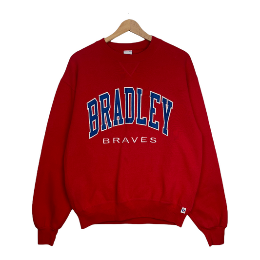 90s Russel Athletic Bradley Braves NCAA Sweatshirt Red M