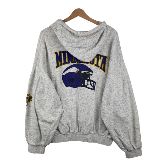 90s Campri Teamline Minnesota Vikings NFL Hoodie Grey Pink L