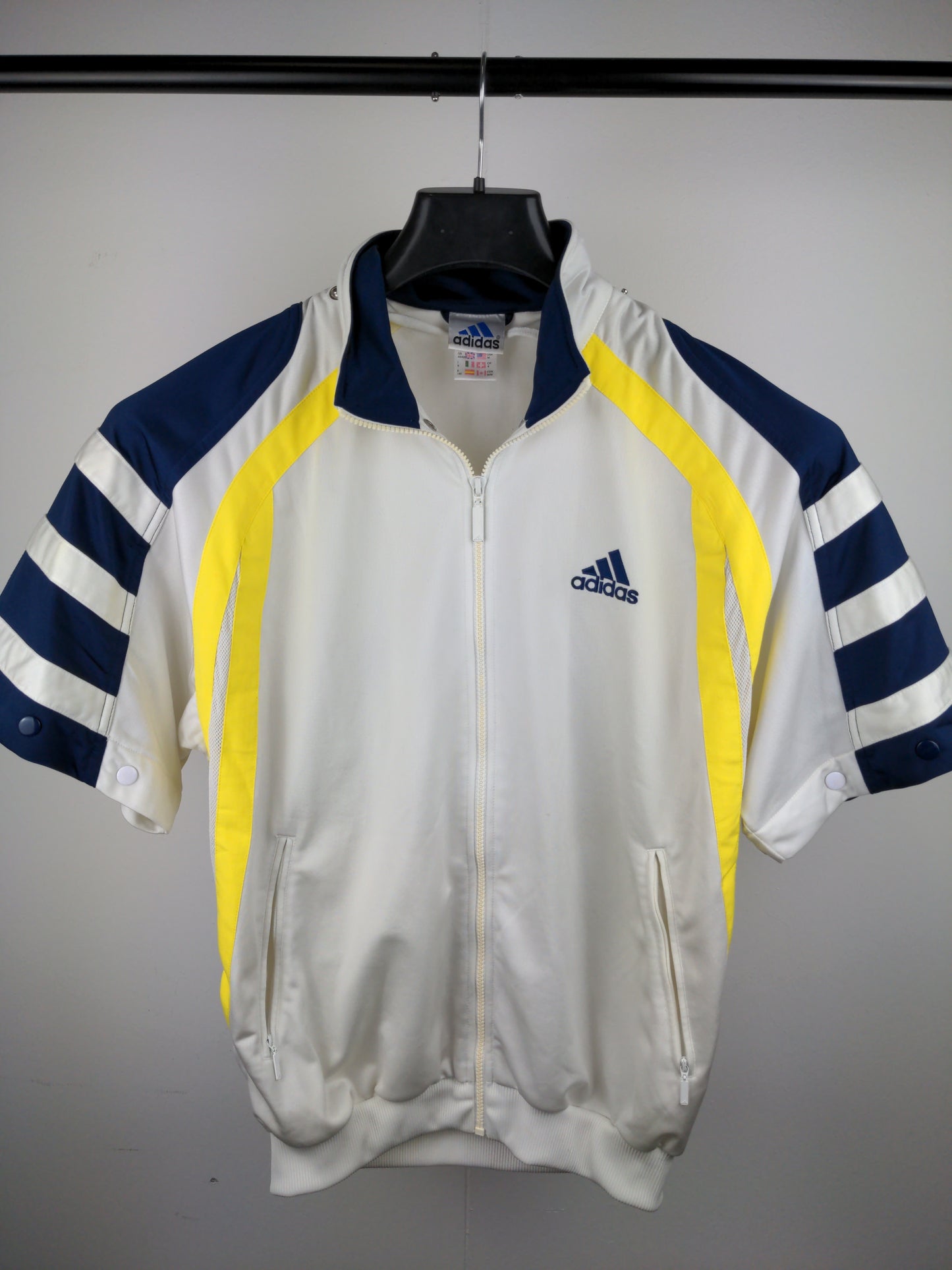 90s Adidas Jacket White yellow S/M