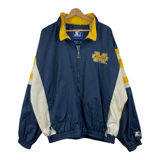 90s Starter Michigan Wolverines NCAA Light Jacket Navy Yellow XL