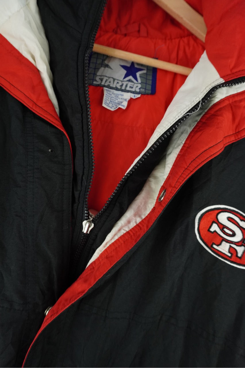 80s Starter San Francisco 49ers NFL Jacket Black Red L – PopeVintage