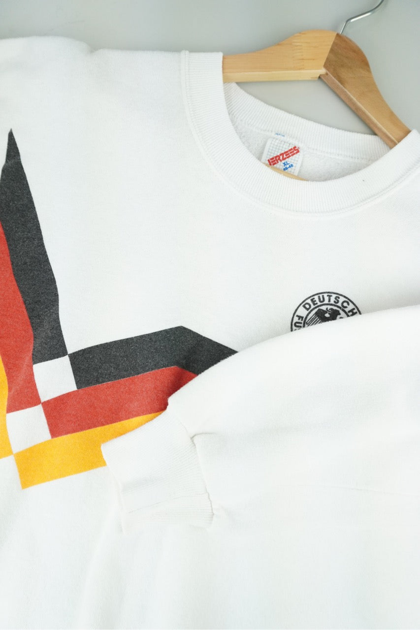 90s Jerzees Deutscher Fußball Bund Sweatshirt White  L