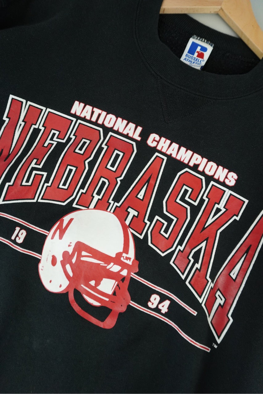 90s Russel Athletic Nebraska Huskers NCAA Sweatshirt Black  M