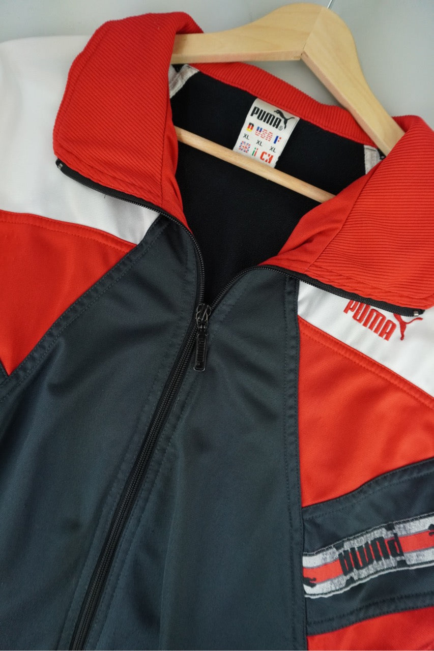 90s Puma Trackjacket Black Red XL