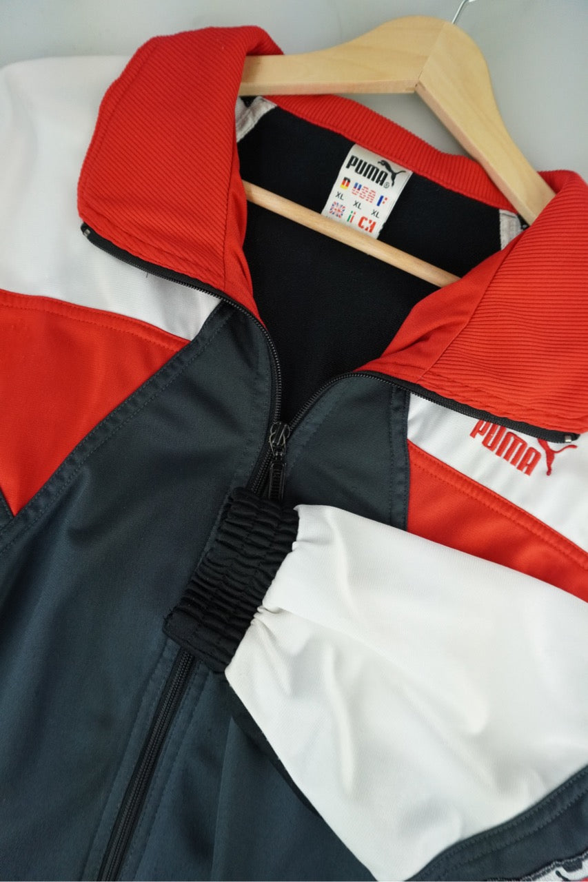 90s Puma Trackjacket Black Red XL