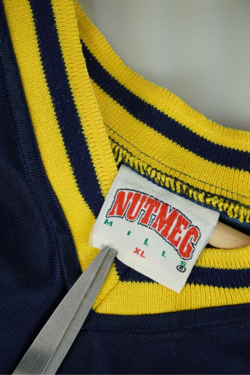 90s Nutmeg Michigan Wolverines NCAA T-Shirt Navy Yellow XL