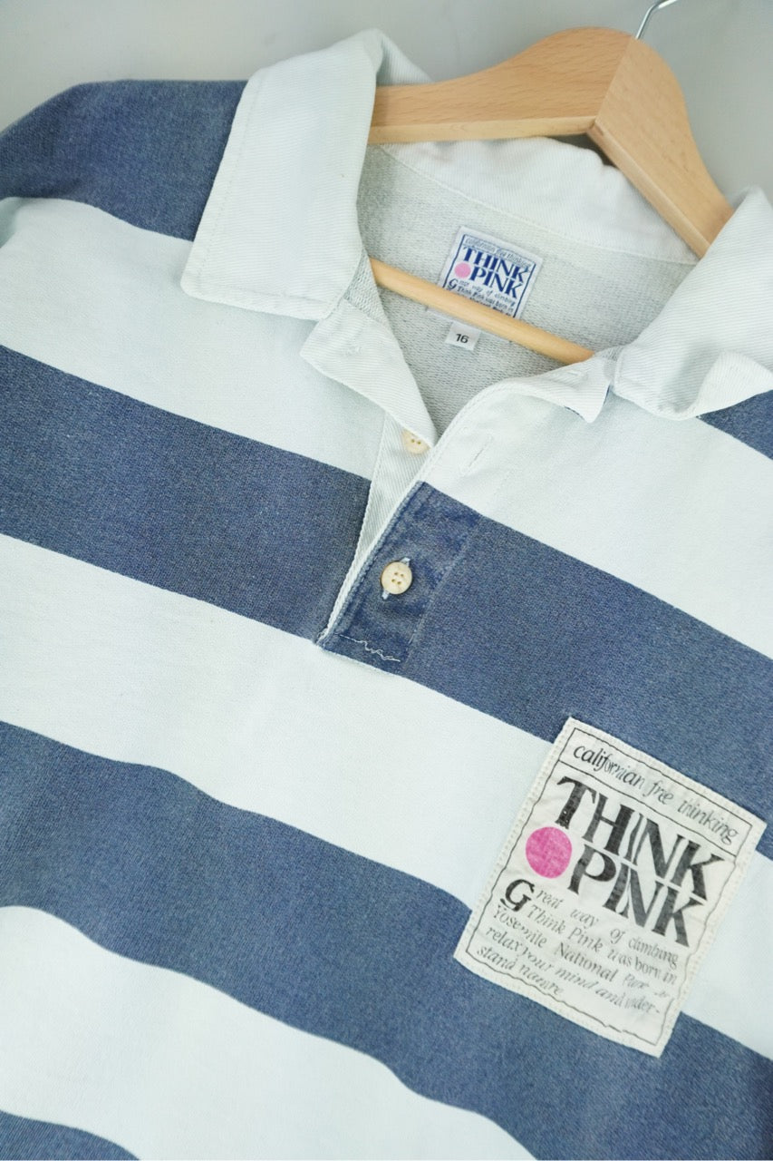 90s Think Pink Sweatshirt White Blue M/L