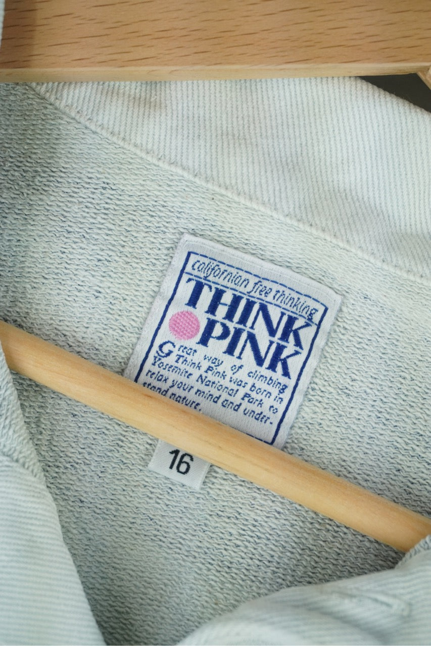 90s Think Pink Sweatshirt White Blue M/L