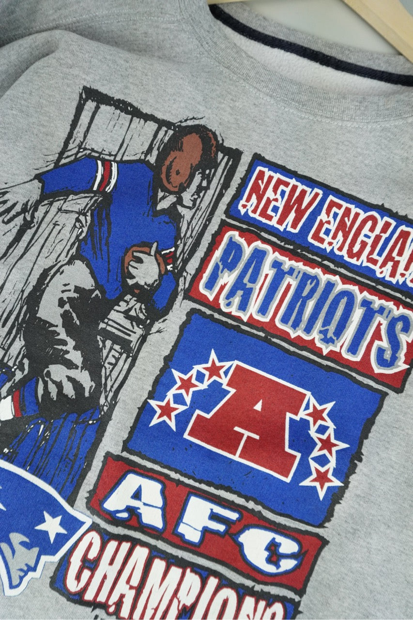 90s Starter New England Patriots NFL Sweatshirt Grey  M