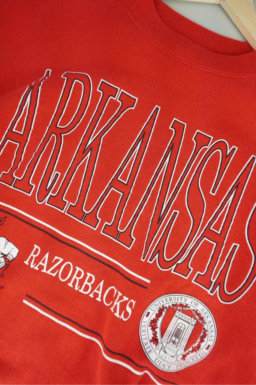 90s Hanes Arkansas Razorbacks NCAA Sweatshirt Red  M