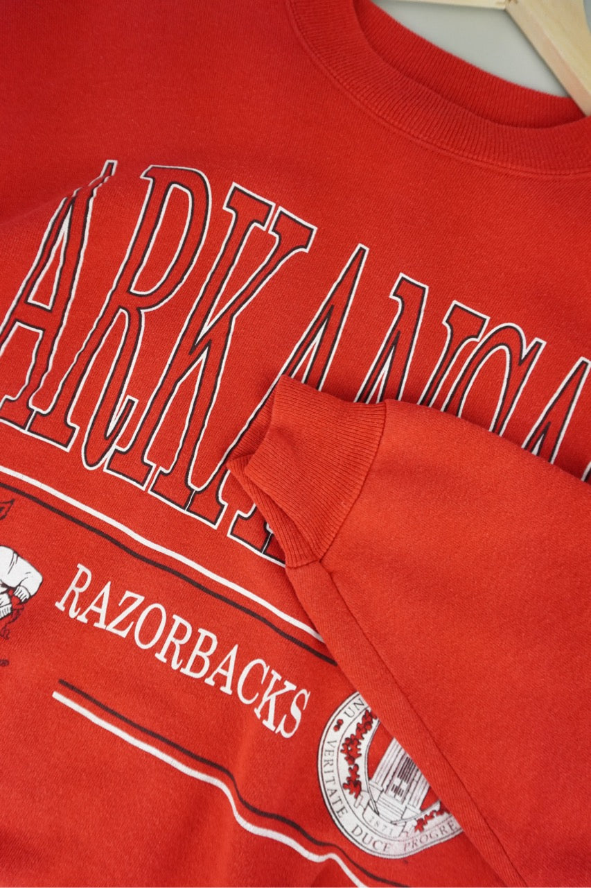 90s Hanes Arkansas Razorbacks NCAA Sweatshirt Red  M