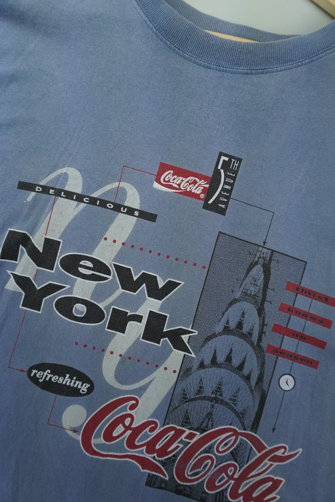 90s Cocal Cola New York Empire State Building T-Shirt Blue  XL