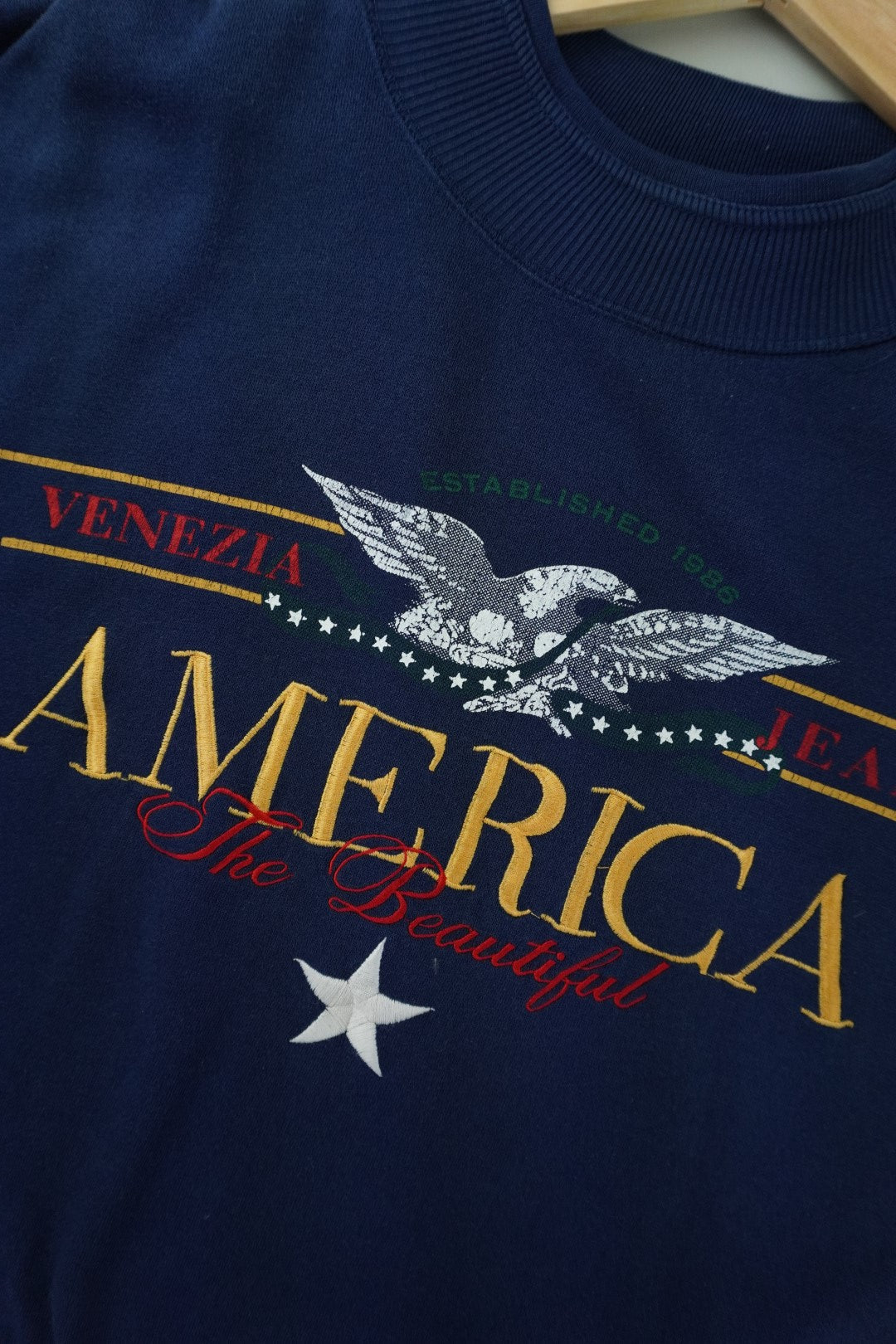 90s Venezia Jeans America Sweatshirt Navy  L/XL