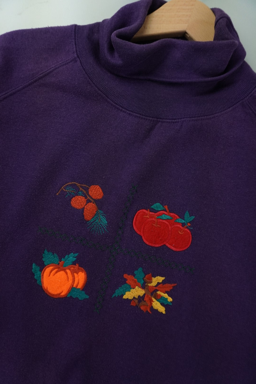 90s Unbranded Thanksgiving Sweatshirt Purple  L/XL