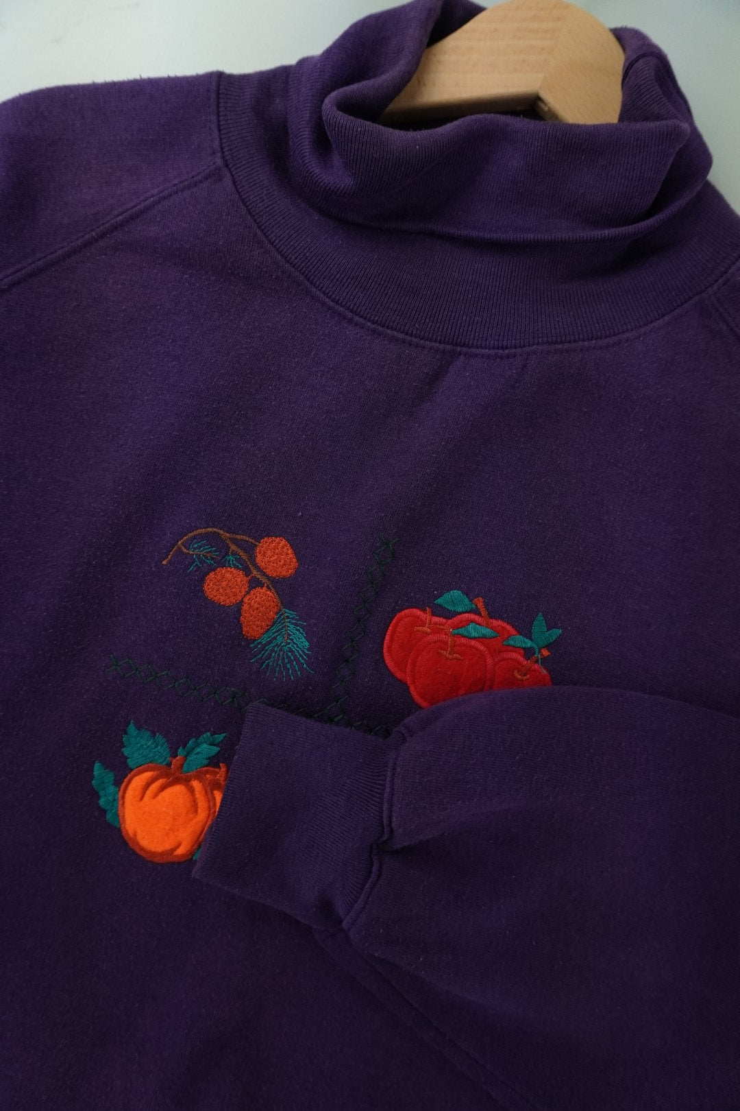 90s Unbranded Thanksgiving Sweatshirt Purple  L/XL