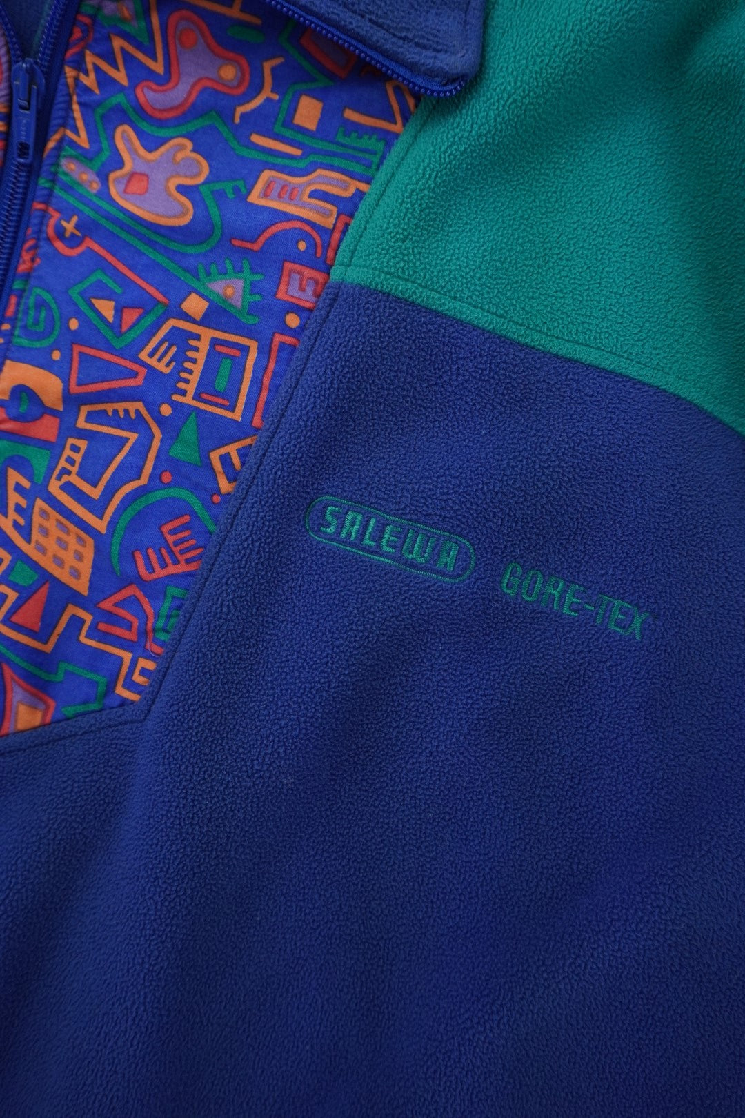 90s Salewa Fleece Goretex Jacket Blue Green XXL