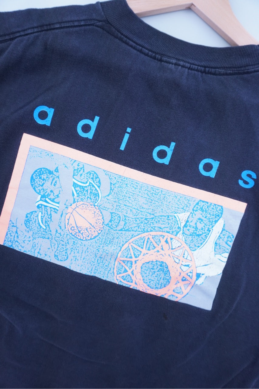 90s Adidas Basketball T-Shirt Black  L