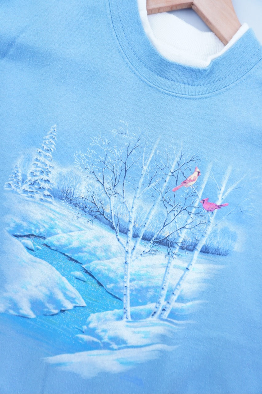 90s Morning Sun  Christmas Sweatshirt Lightblue  XL