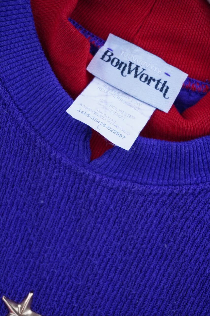 90s Bonworth Christmas Sweatshirt Purple  L