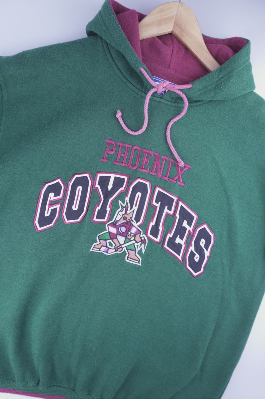 90s Starter Phoenix Coyotes NHL Hoodie Green Red L