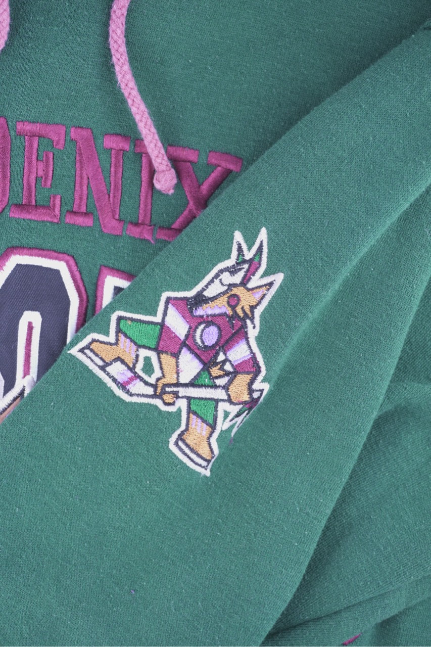 90s Starter Phoenix Coyotes NHL Hoodie Green Red L