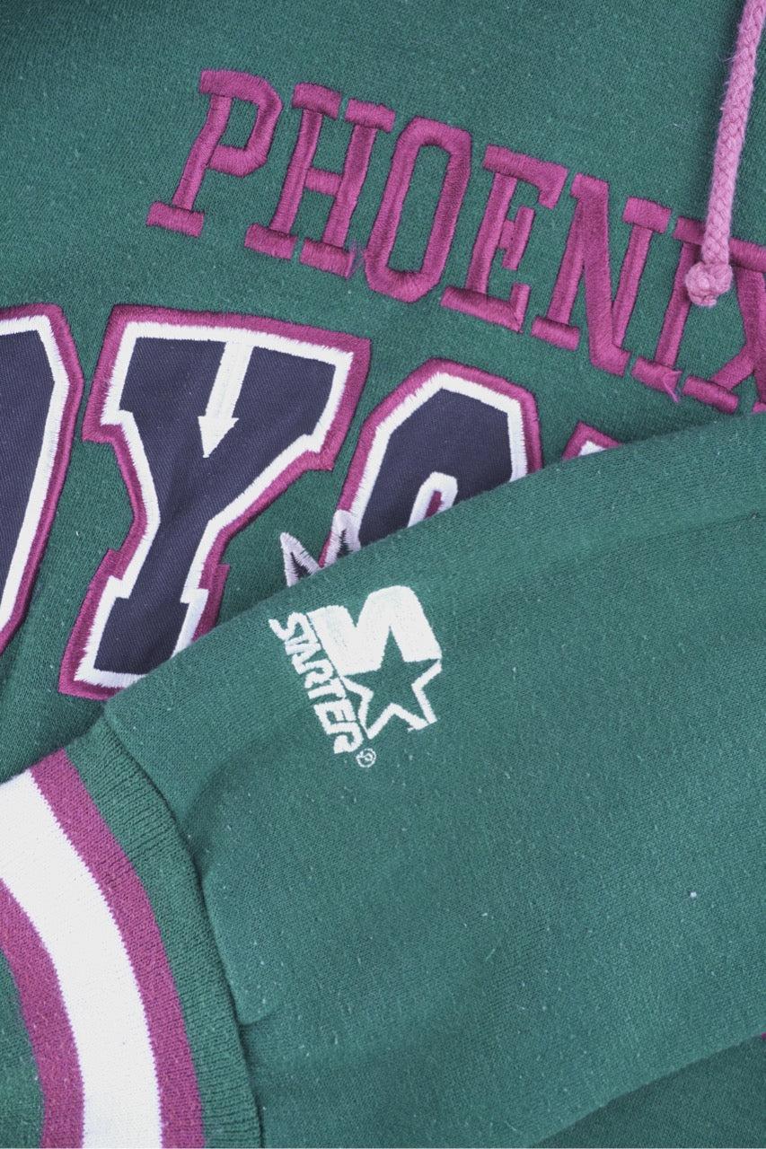 90s Starter Phoenix Coyotes NHL Hoodie Green Red L