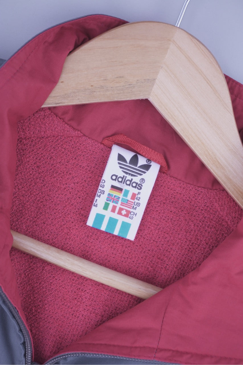 90s Adidas Jacket Grey Red M