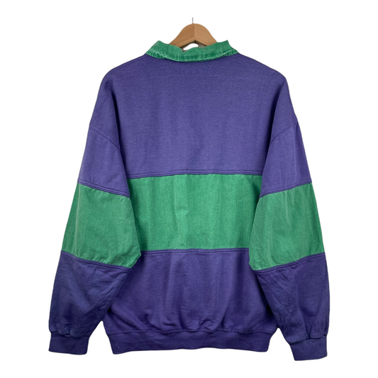 80s New Man Sweatshirt Purple Green M