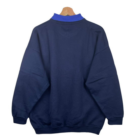 90s Unbranded Sweatshirt Navy  L
