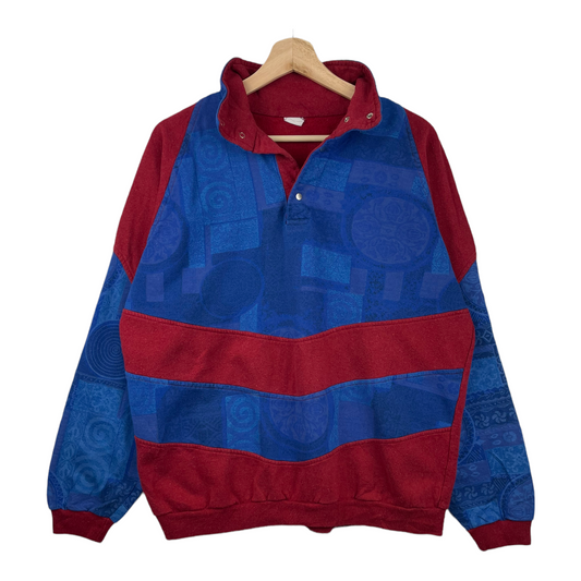 90s Unbranded Sweatshirt Blue Red M