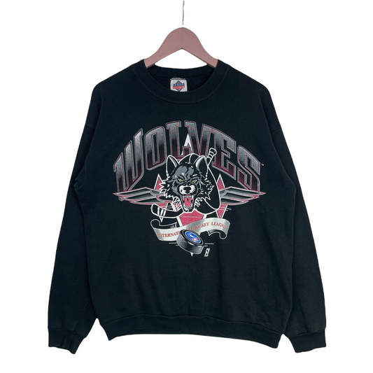 90s League Leader Chicago Wolves NHL/IHL Sweatshirt Black  M