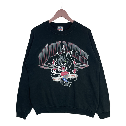90s League Leader Chicago Wolves NHL/IHL Sweatshirt Black M