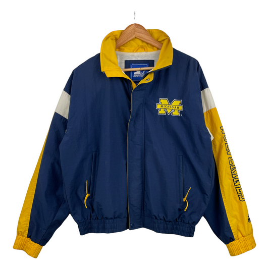 90s Starter Michigan Wolverines NCAA Jacket Navy Yellow M