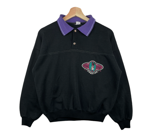 80s Unbranded Sweatshirt Black Purple M