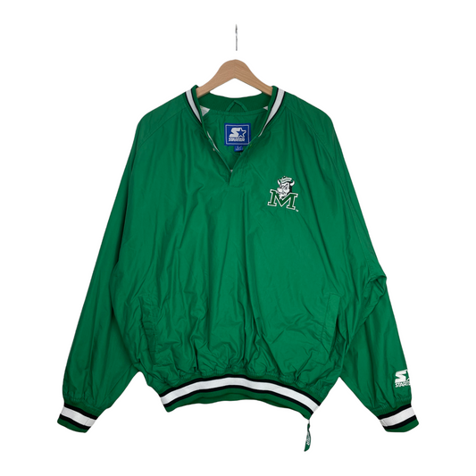 90s Starter Marshall University NCAA Pullover Green  L