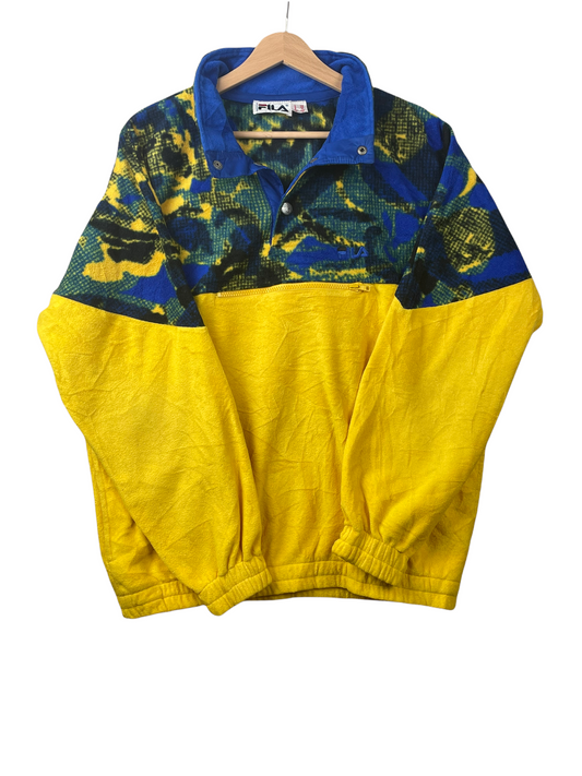 90s FILA Fleece Yellow Blue L