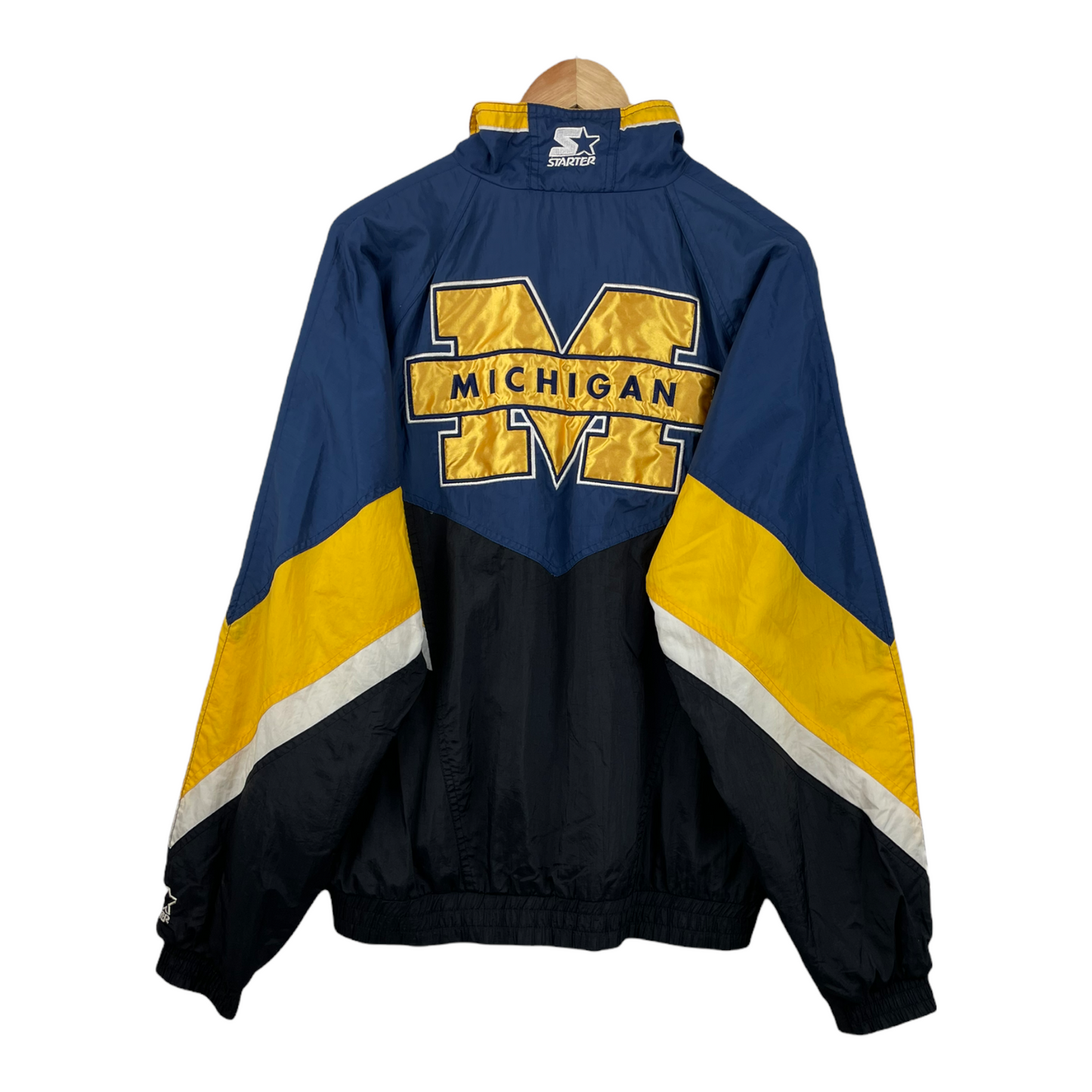 90s Starter Michigan Wolverines NCAA Jacket Blue  S/M