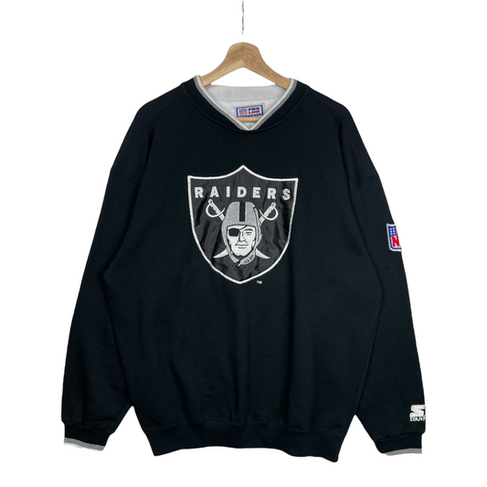 90s Starter Oakland Raiders NFL Sweatshirt Black L