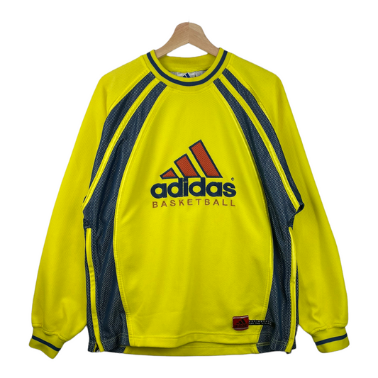 90s Adidas Basketball Longsleeve Yellow Blue S